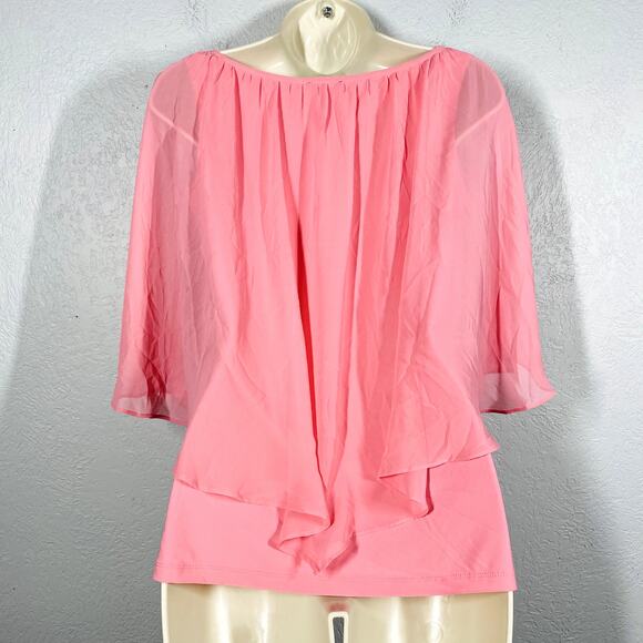 Coco Bianco Draped Blouse Pink V Neck Sleeveless Casual Tunic - S - Picture 3 of 4